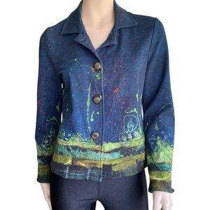 Simply Art Dolcezza Blue Green Fall Button Up Jacket S M